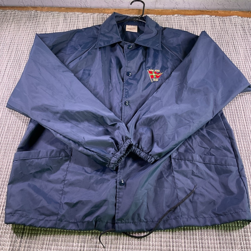 Vintage Auburn Sportswear San Jose Yacht Club Windbreaker Jacket Navy Blue Mens
